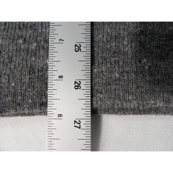 Woolrich Large Wool Sweater Gray V Neck Lambswool Gray Heather Fishermen Grandpa - Picture 7 of 11